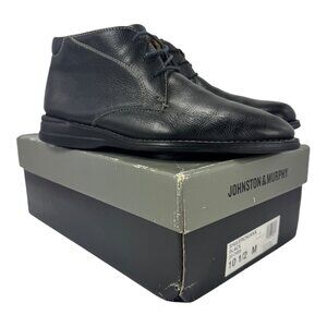 Johnston & Murphy Mens 10.5 M Shuler Chukka‎ Black Leather Boots Casual Comfort